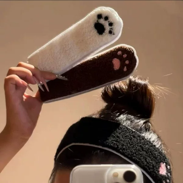 Cartoon Cute Cat Paw Magic Hair Stickers for Girls, Adorable Hair Stickers for Bangs, Face Washing and Makeup Hair Fixing Accessories