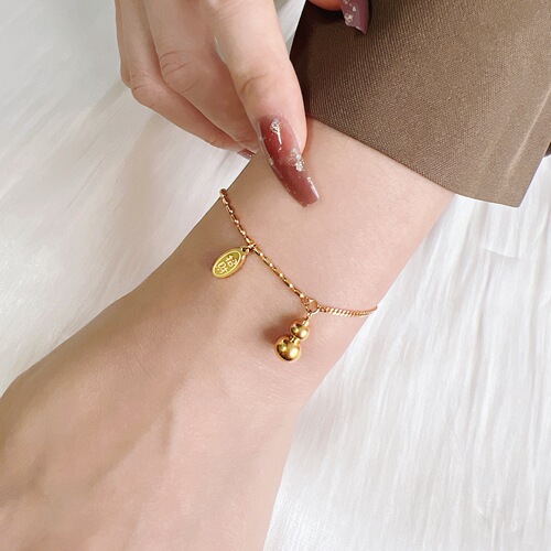 Lucky gourd bracelet new year female summer ins niche high-end bestie 18k gold titanium steel non-fading new
