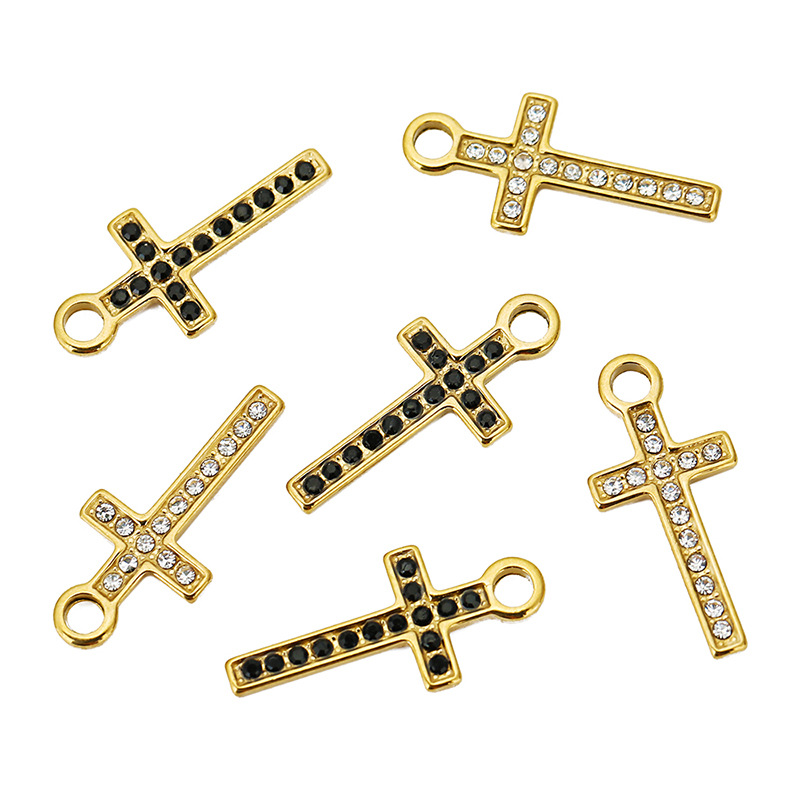 DIY Jewelry Accessories Classification 5 PCS/Package Quantity 5 PCS/Package 304 Stainless Steel Rhinestones 18K Gold Plated Cross Pendant
