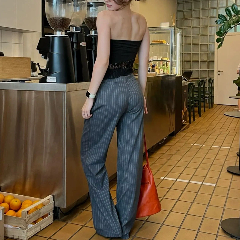 Wide‑leg high‑waist suit trousers for women, oversize, classic pleated style