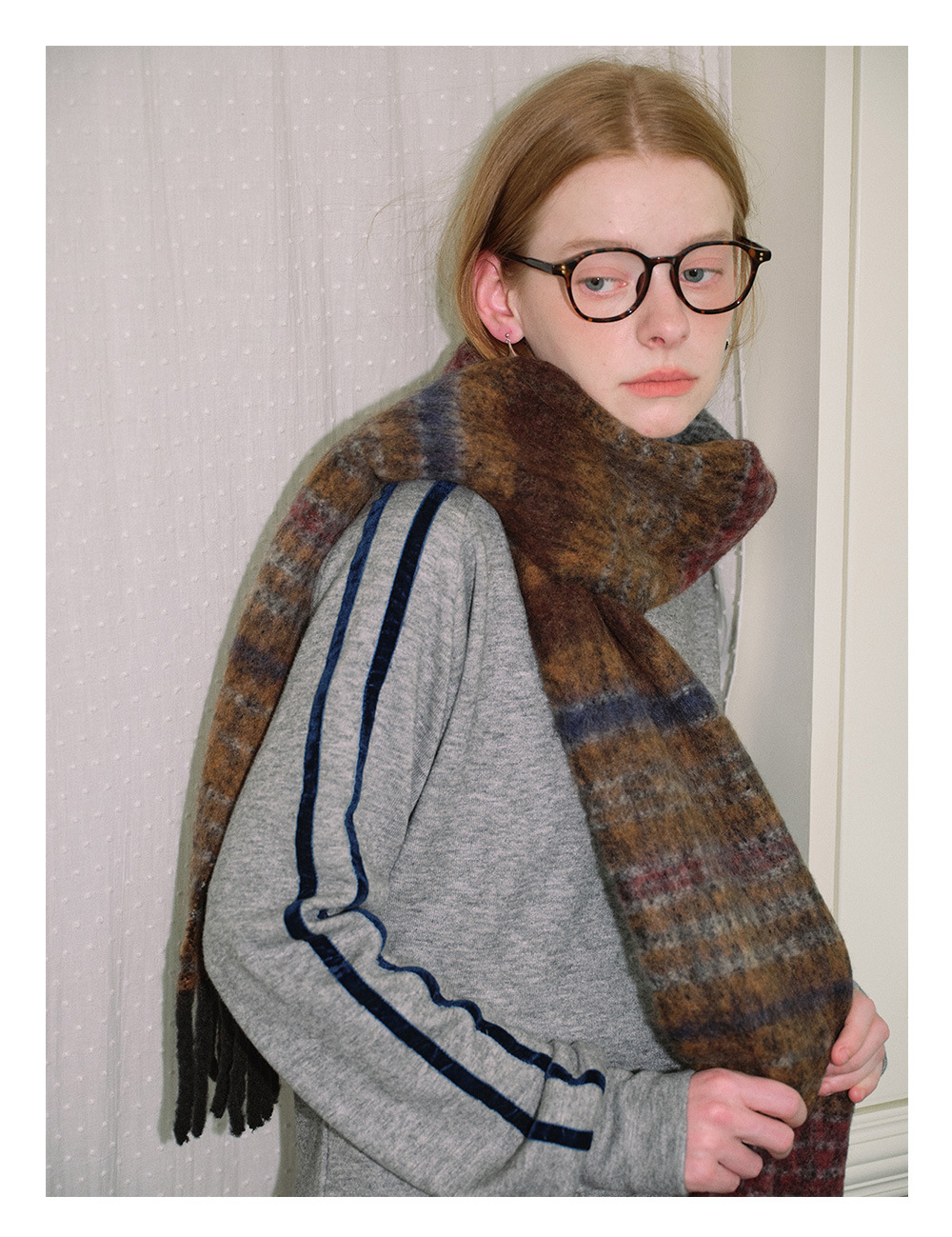 Der 2023 neue Saturn-Streifen aus Wollmischung des britischen Designers für den warmen Herbst- und Winterschal für Damen_voghion.com