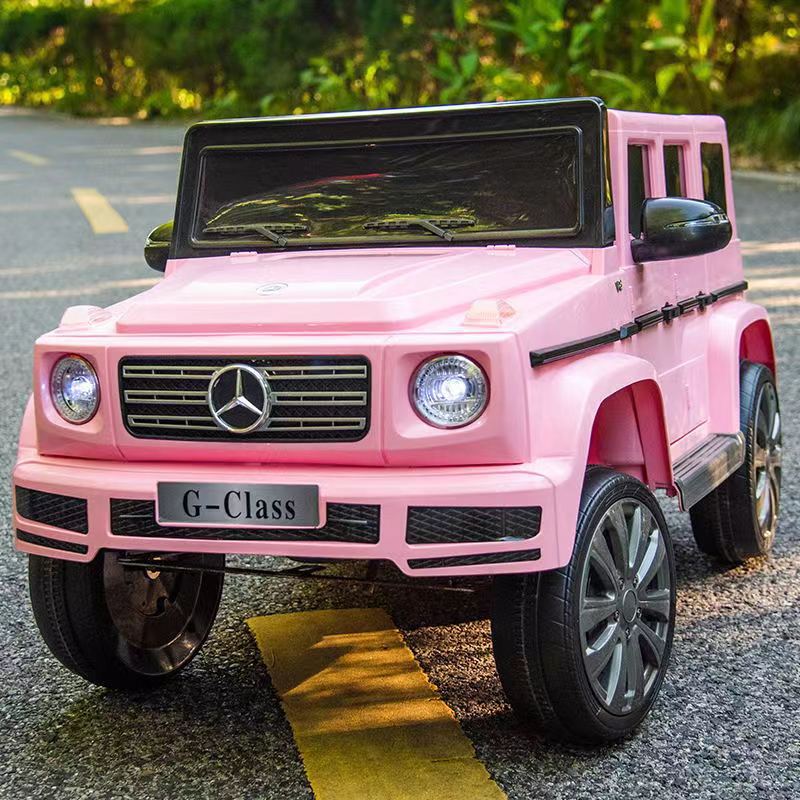 【Pink four-wheel drive】Remote control swing + Bluetooth music + leather seat