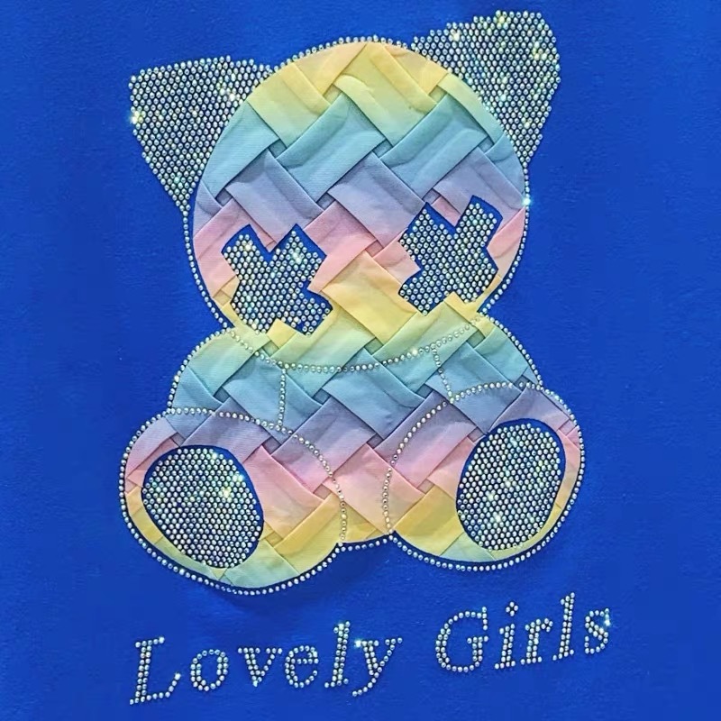 烫图烫钻小熊T恤印花烫图女装烫图,烫钻烫图热转印贴布贴烫可烫