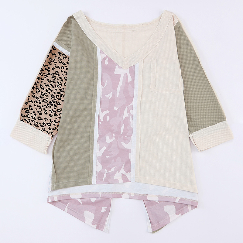 Suéter de las mujeres delgadas flojas ocasionales europeas y americanas de las mujeres Shiying otoño manga tres cuartos contraste color Jersey