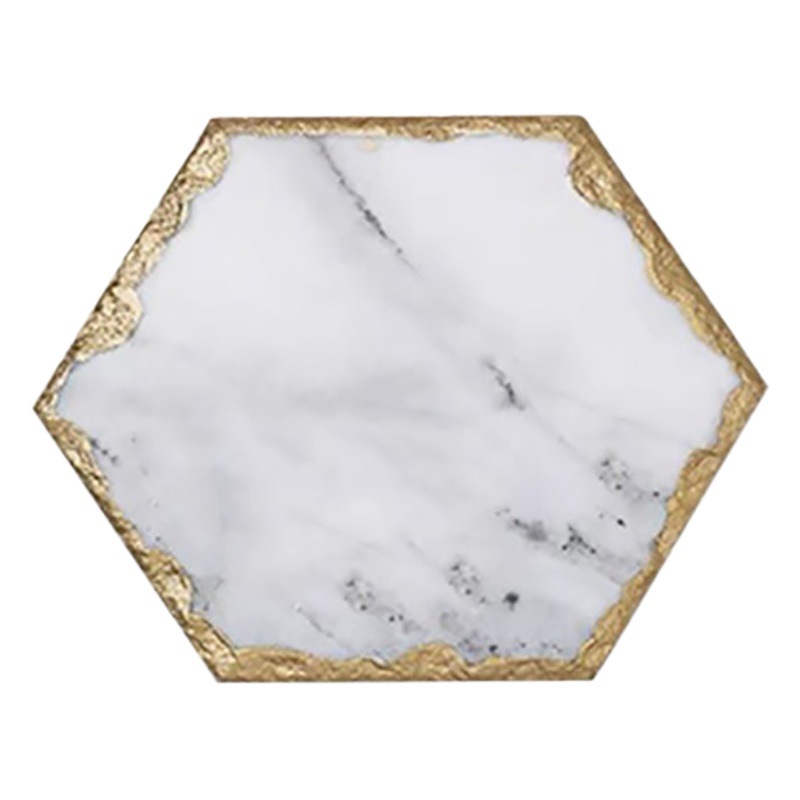 Nórdico ins estilo bandeja de mármol natural lujo oro borde placemat Coaster aislamiento vajilla suave accesorios Decoración