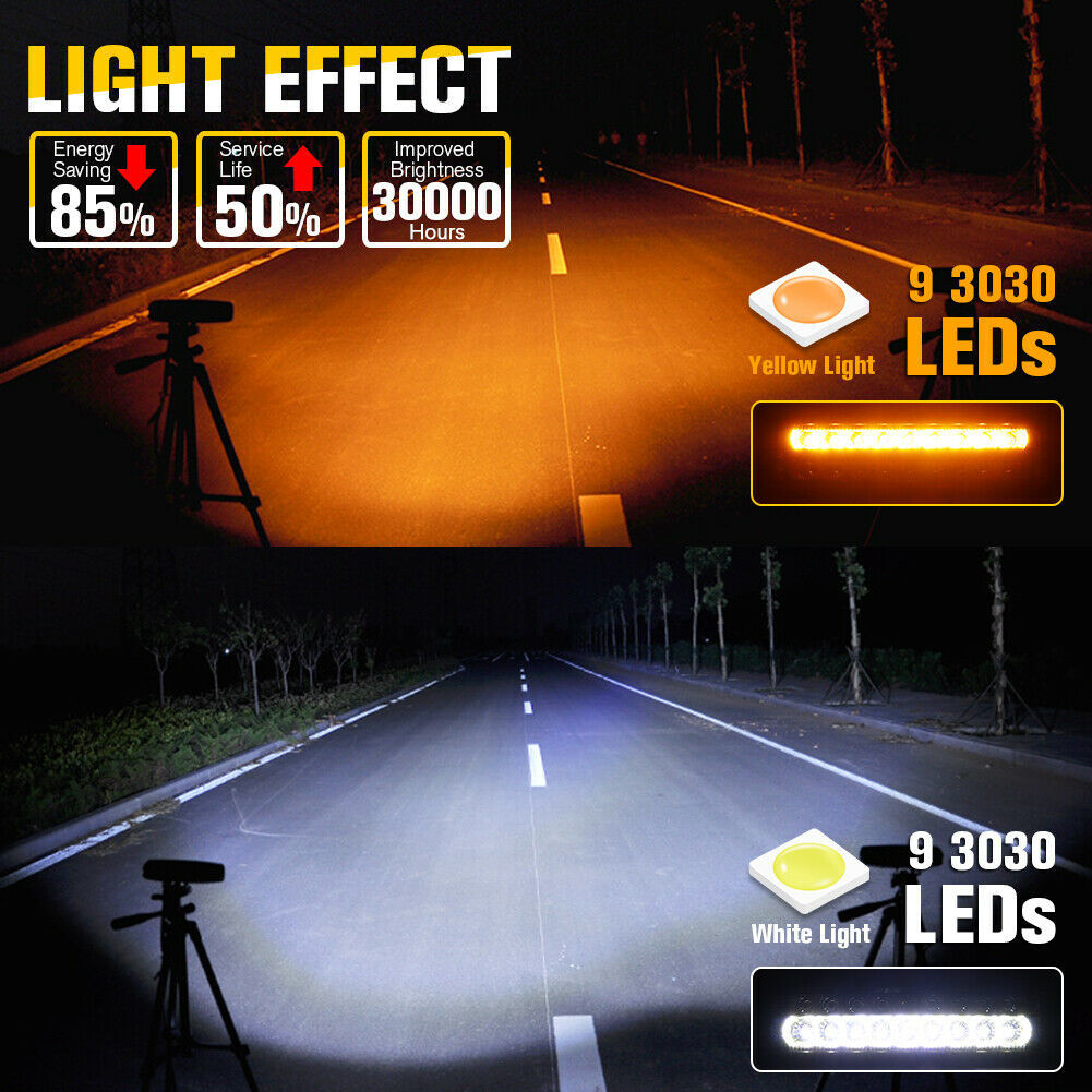 60W lámpara de trabajo bicolor 20LED automóvil faro externo 1 doble fila de una barra de motocicleta foco blanco amarillo image 4