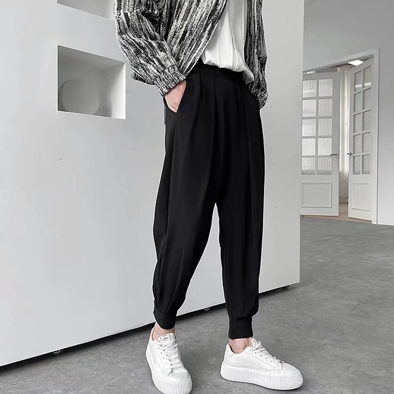 Title 7, Calças Casuais Masculinas Soltas de Cor Sólida ...