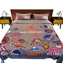 YP欧美潮牌天丝棉四件套NBA篮球队被套网红学生床三件套装床单床