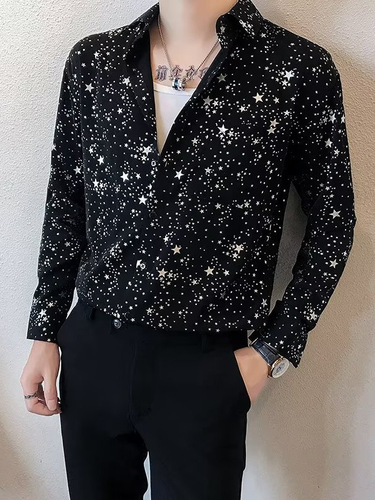 2025 Letter Long-Sleeve Shirt Japanese Hong Kong Style Instagram Loose Shirt for Men Summer Trendy Versatile Casual Jacket