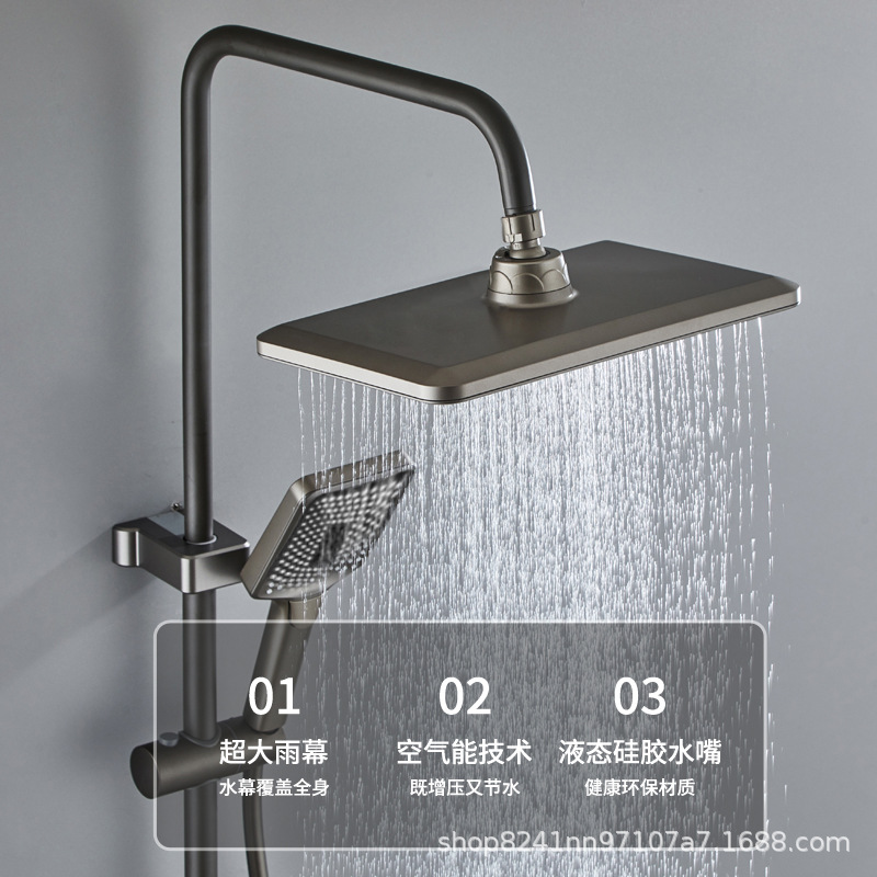 Chapado en agua fábrica pistola de cobre gris portaaviones piano pantalla digital traje de ducha interruptor de boquilla de refuerzo