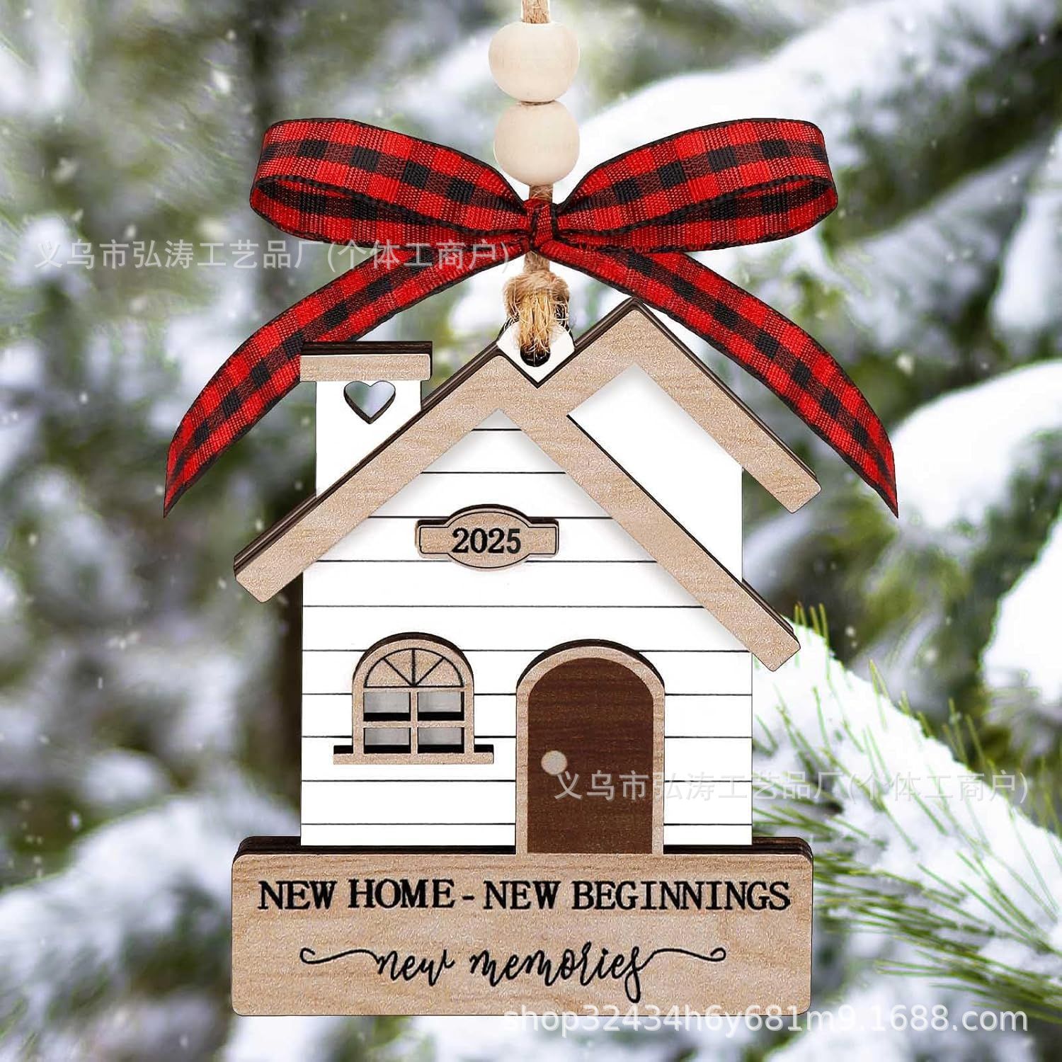 Decoración colgante 2026 nuevo mejor regalo de mudanza decoración de madera decoración para el hogar decoración del árbol de Navidad rojo