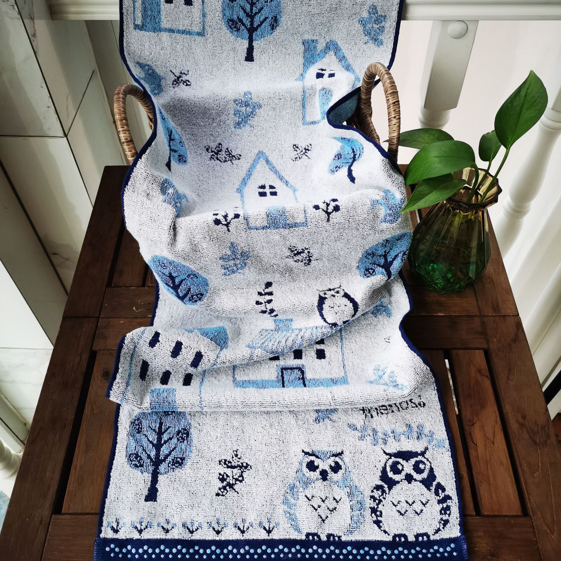 出口日本外贸纯棉提花毛圈吸水柔软可爱成人运动情侣瑜伽跑步巾