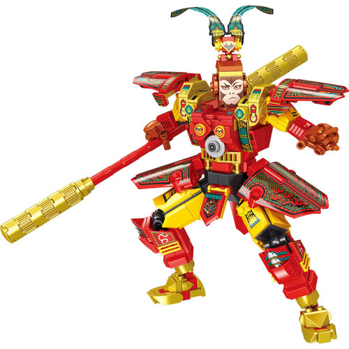 Gaomisi T3051 deformed Three Kingdoms Lu Bu mecha Sun Wukong robot children's educational assembled building block toy