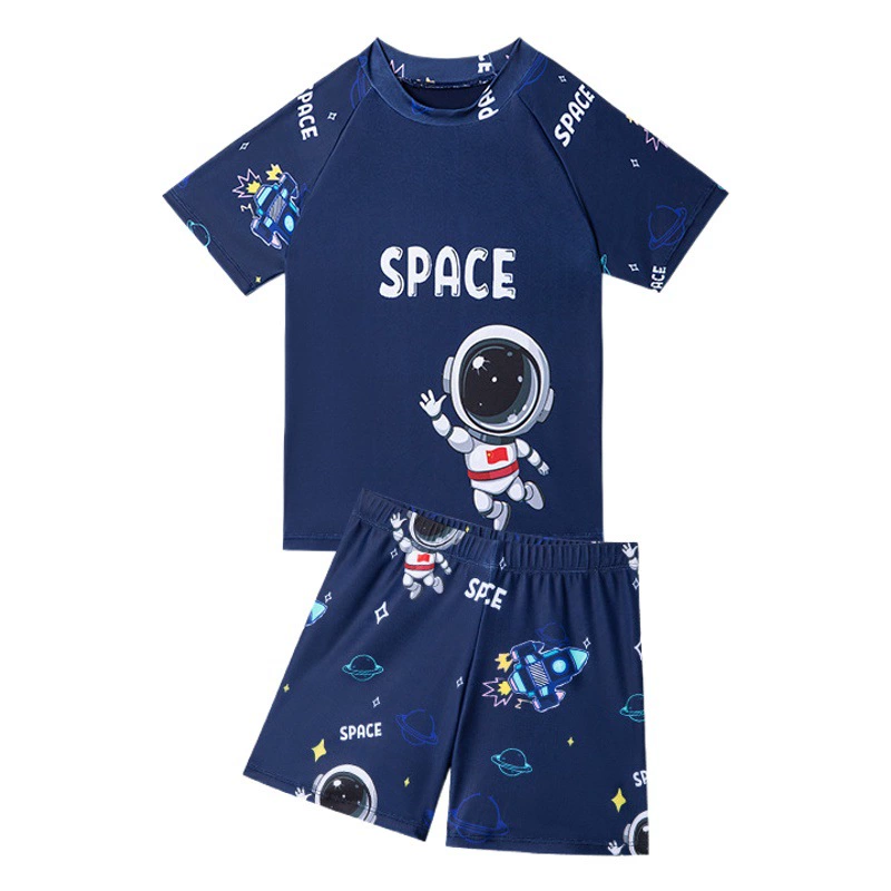 Персонализированный купальник для мальчиков-космонавтов с принтом, маленький логотип космического корабля, детский купальник, Раздельный тренировочный купальник для студентов