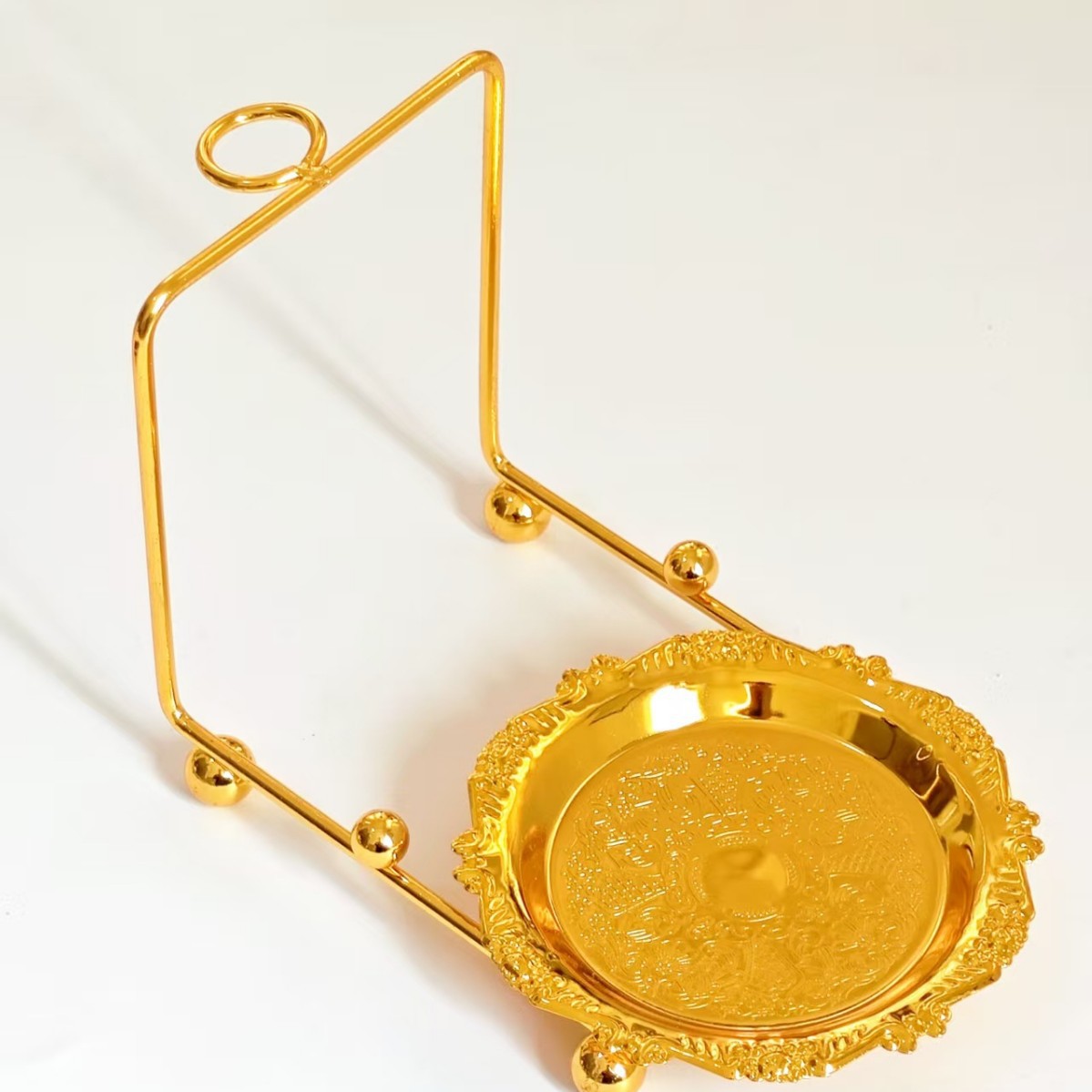 Taza de pájaro, taza de café, rack de almacenamiento, cesto de hierro forjado dorado, rack de drenaje, rack de plato de taza, taza de exhibición