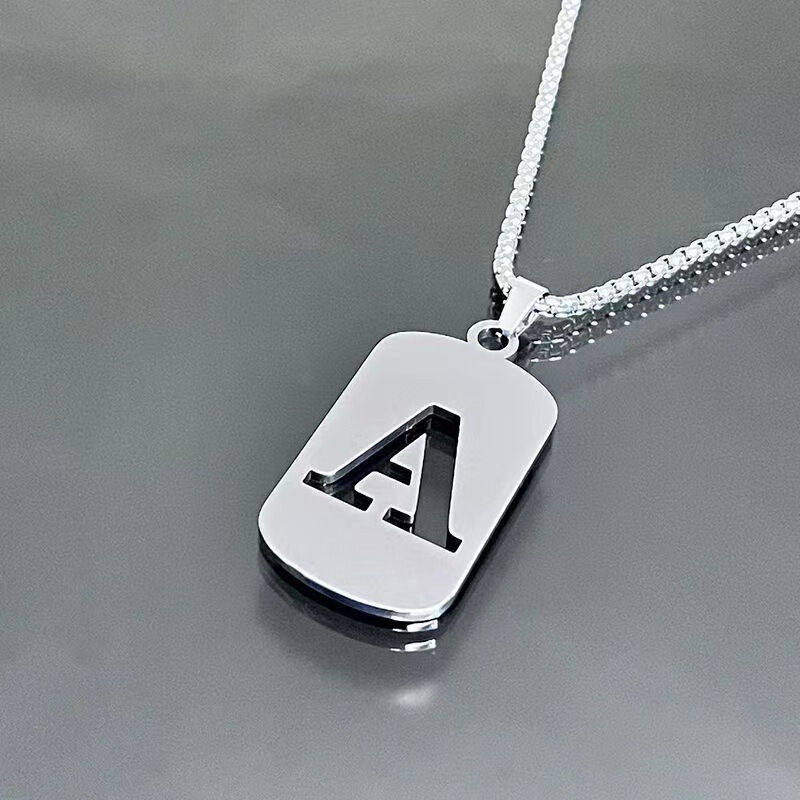 English 26 Letter Necklace Titanium Steel Necklace Male and Female Student Couple Clothing Accessories Niche Design Simple and Versatile Trend English 26 Letter Necklace Titanium Steel Necklace Male and Female Student Couple Clothing Accessories Niche Design Simple and Versatile Trend