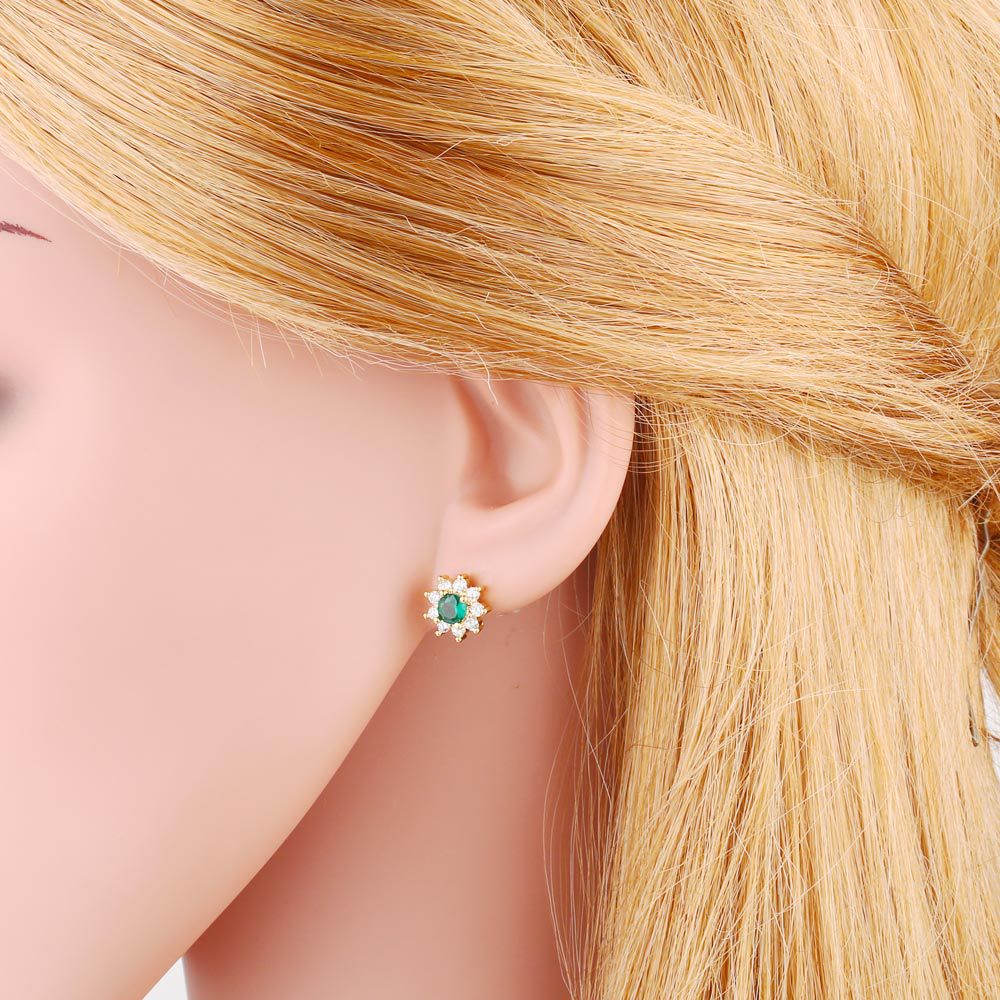 Fashion Heart Shape Flower Copper Ear Studs Inlay Zircon Copper Earrings