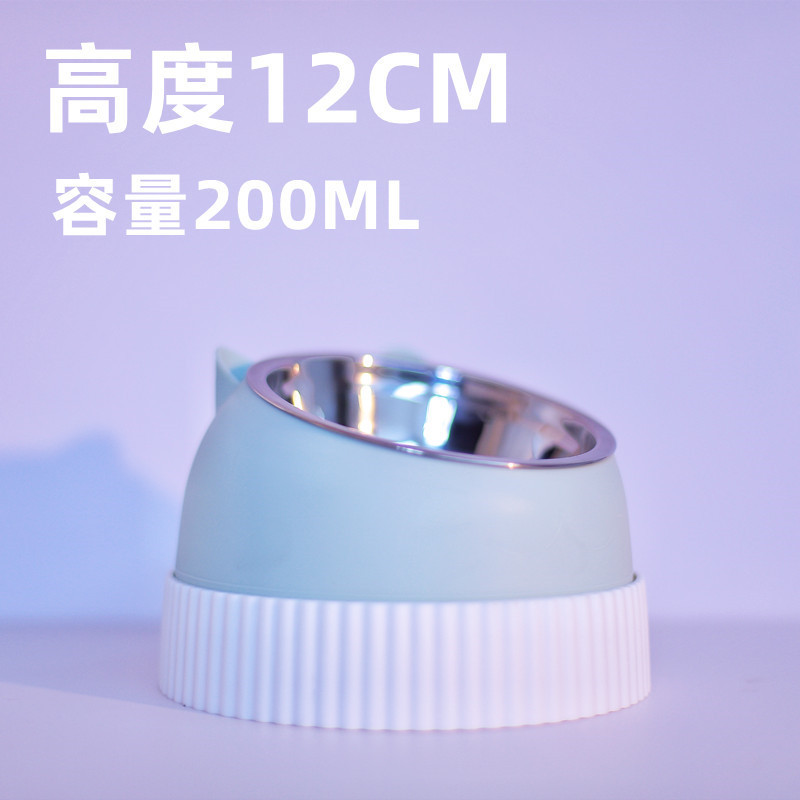 키가 큰 말차 녹색 고양이 200ml 강철 그릇과 흰색 천천히 먹이는 그릇