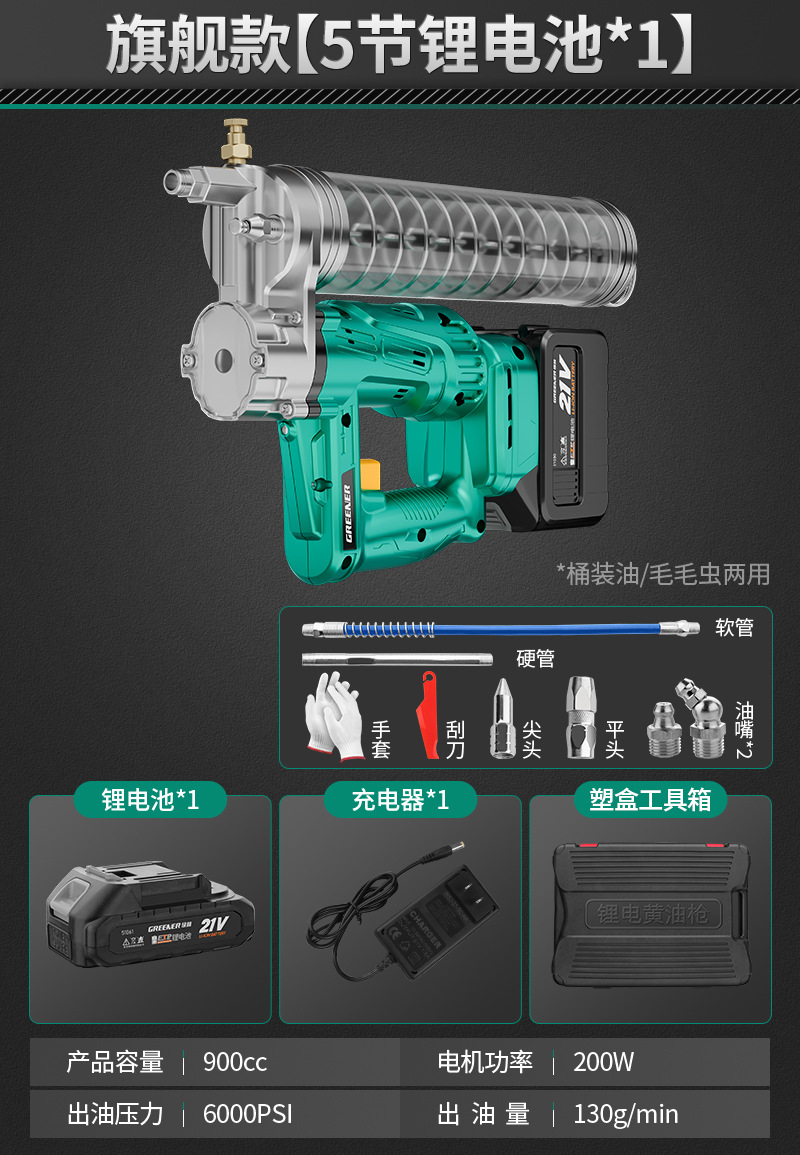 Máquina de mantequilla eléctrica de litio inyector de aceite automático especial para excavadora de pistola de mantequilla eléctrica verde 21v artefacto mágico de mantequilla de alta presión image 6