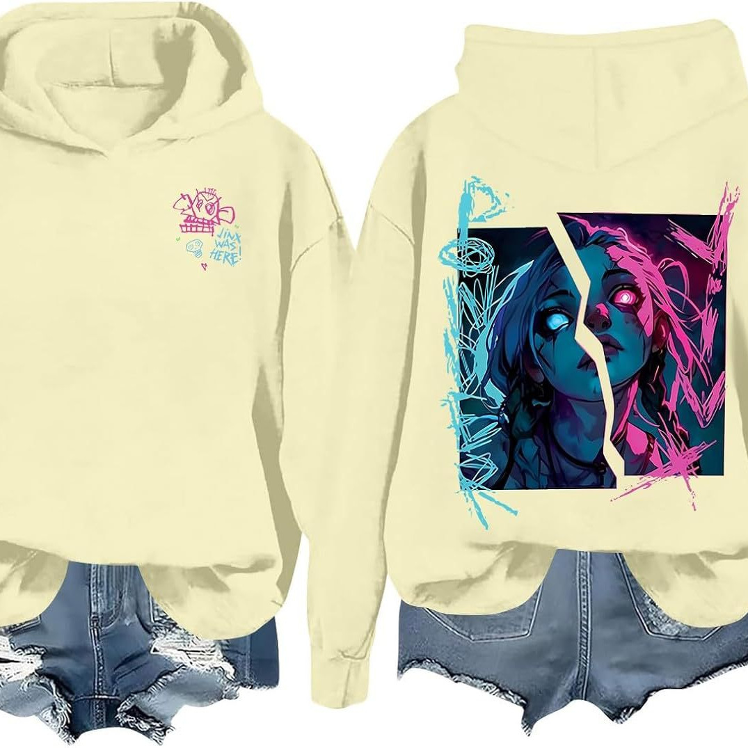 DLDXJQTPL Jinx Was Here Women Hoodie Jinx Arcane Figure