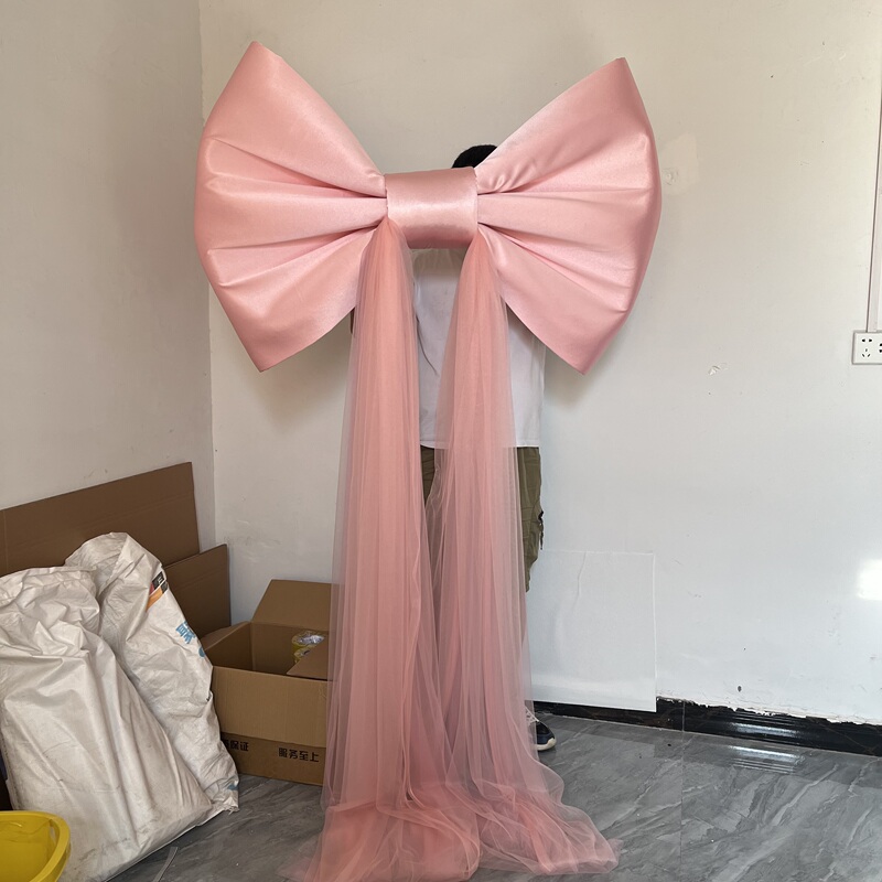 户外草坪婚庆蝴蝶结婚礼背景粉白色蝴蝶结布置婚房订婚宴装饰|undefined