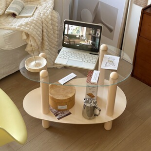 Chea Wea water drop tea table Korean style home living room simple small apartment double-layer special-shaped table cream style side table