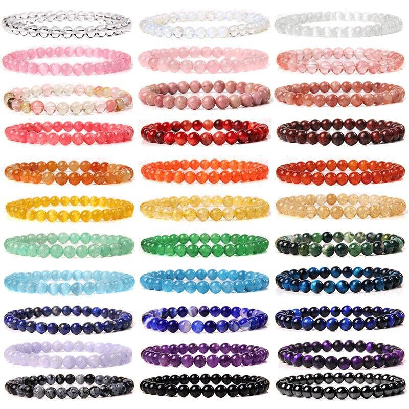2021 new natural stone beads bracelet women 6mm smooth lapis lazulio bracelet wish etsy spot supply