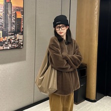冬新款环保皮草外套高级感水貂皮毛一体外套女中长款毛毛上衣