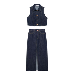 Foreign trade list! Spring and summer new European and American style women's fashion casual short Denim vest skirt 8228024