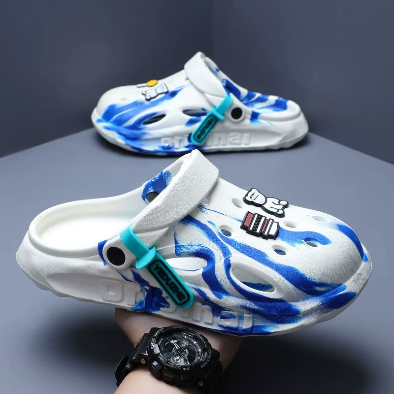 Тенденция пещерная обувь для мужчин летом, чтобы ездить на улице 2024 новая мягкая подошва, дикая обувь для мужчин, пляжные тапочки