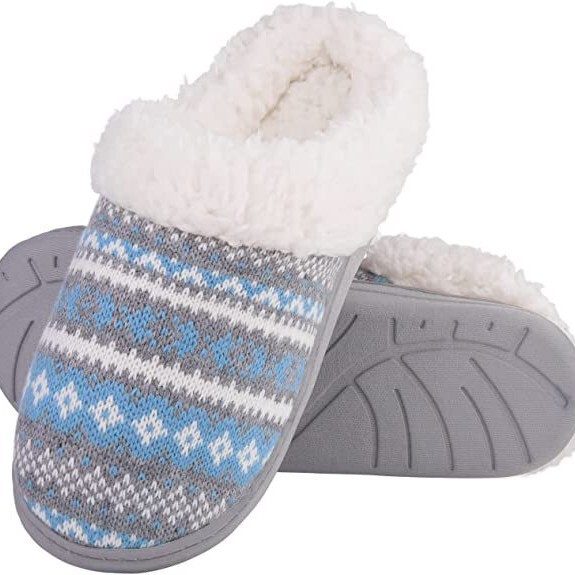 Women's Warm Knitted Home Slippers Comfortable Wool Lined Winter Slippers with Memory Slippers Cross-border E-Commerce