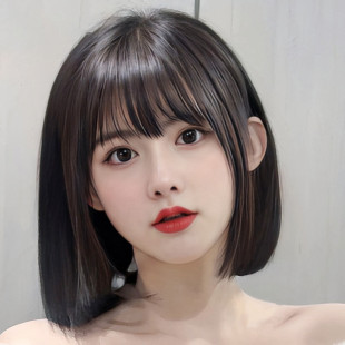 Factory Summer New Wig Women's Short Shoulder Hair Air Bangs High Temperature Silk Woven Wig Set in stock Short Straight Hair