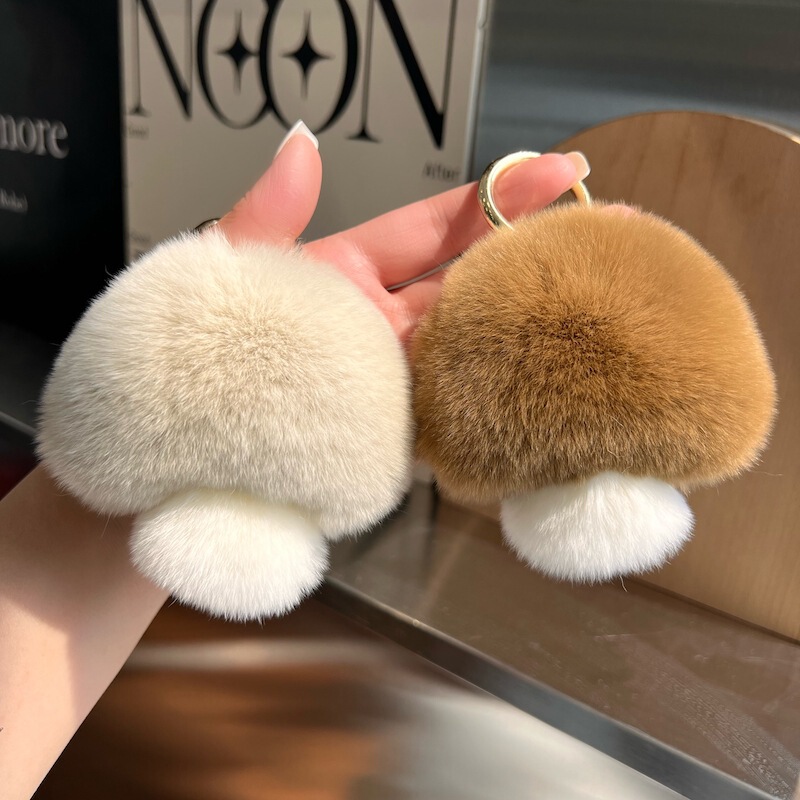 Wholesale pick up cute little mushroom rex rabbit fur car key chain pendant plush ball girl bag pendant gift Wholesale pick up cute little mushroom rex rabbit fur car key chain pendant plush ball girl bag pendant gift