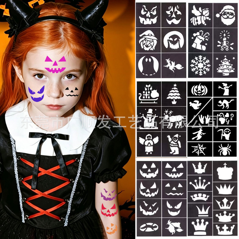 European and American cross-border silver foil freckle face stickers, tattoo stickers for face makeup, parties, holidays, Halloween, Christmas