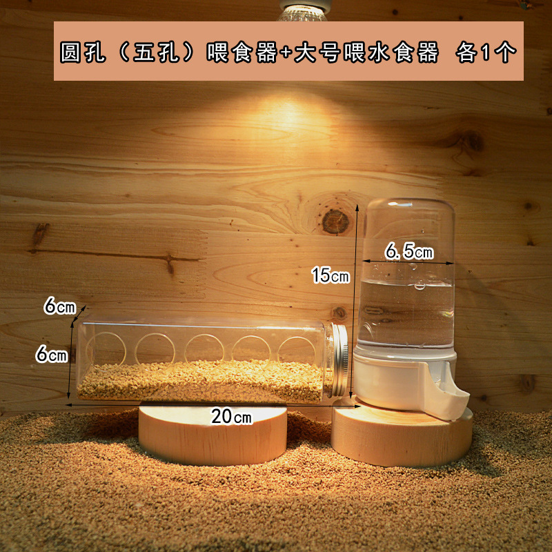 圆孔【五孔】喂食器+大号喂水器480ml♜✦