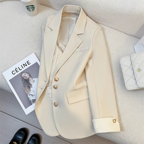 White Women's Suit Jacket 2025 Spring New Casual Elegant Lady High-End Street Style Popular Suit