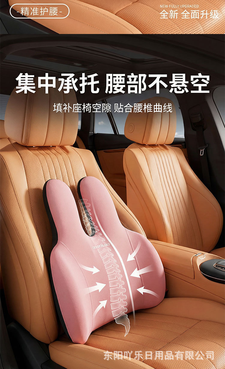 Car Lumbar Support Cushion, Memory Foam Office Seat Backrest, Ergonomic Lumbar Pillow for Long Periods of Sitting Without Fatigue
