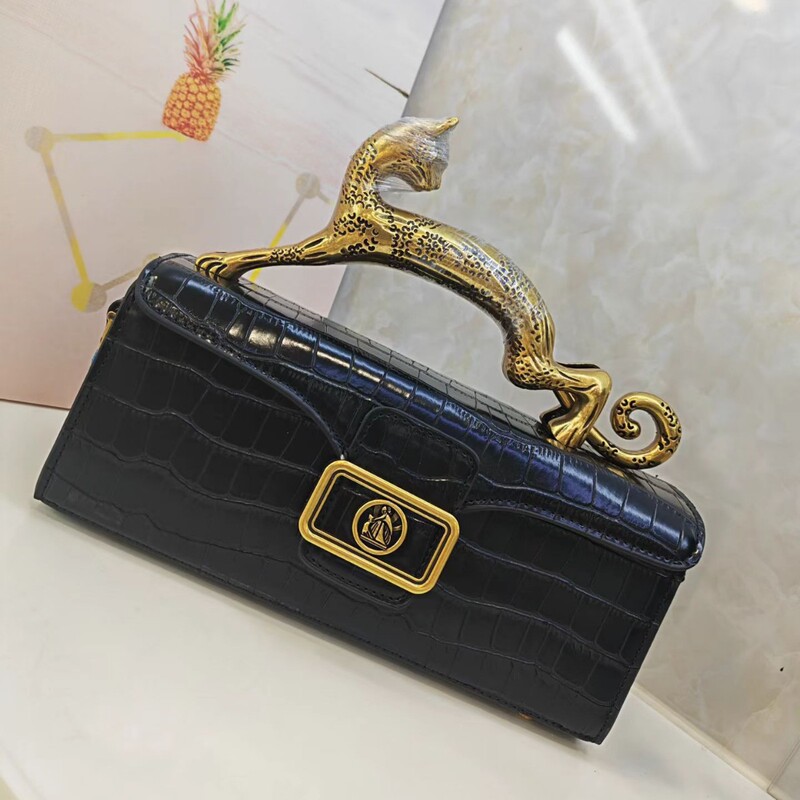 Cross-Border Celebrity Style Leopard Handle Bag, Square-Shaped, High-End Feel, Women's Leather Fashion Personality Versatile Party Shoulder Bag