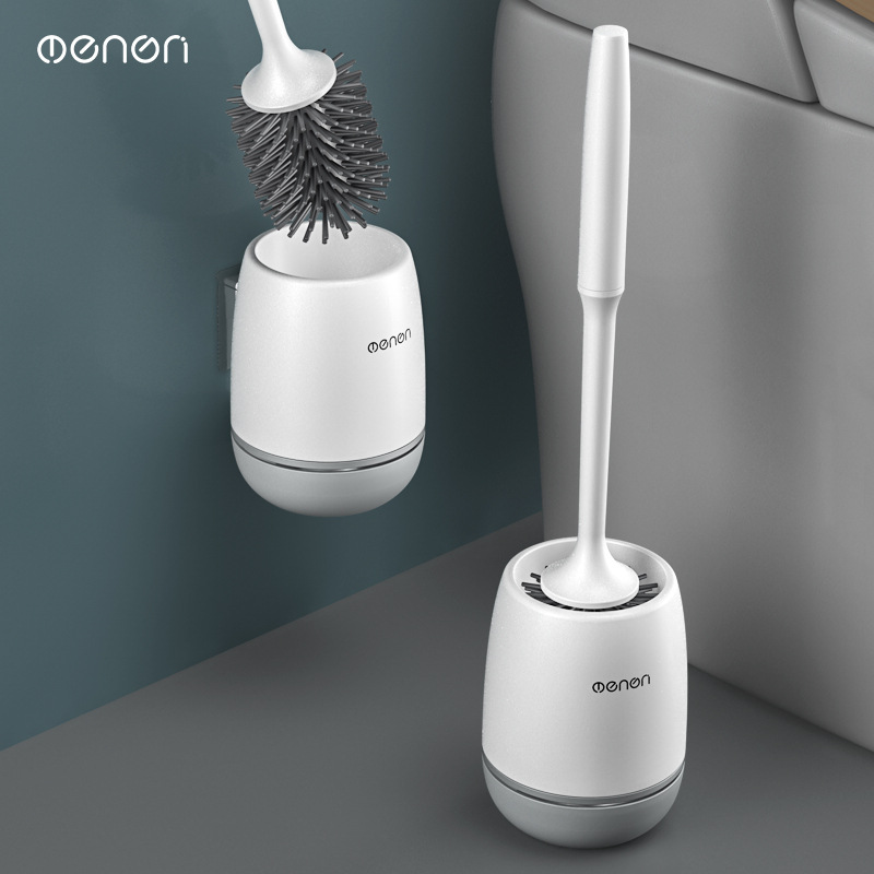 Toilet brush long handle soft bristle bathroom brush, no drilling wall hanging household bathroom floor cleaning rubber brush