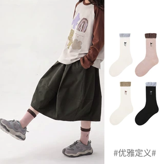 1745芭蕾风儿童袜子ZYZ秋季新款蝴蝶结中筒袜棉无骨泡泡口女童袜