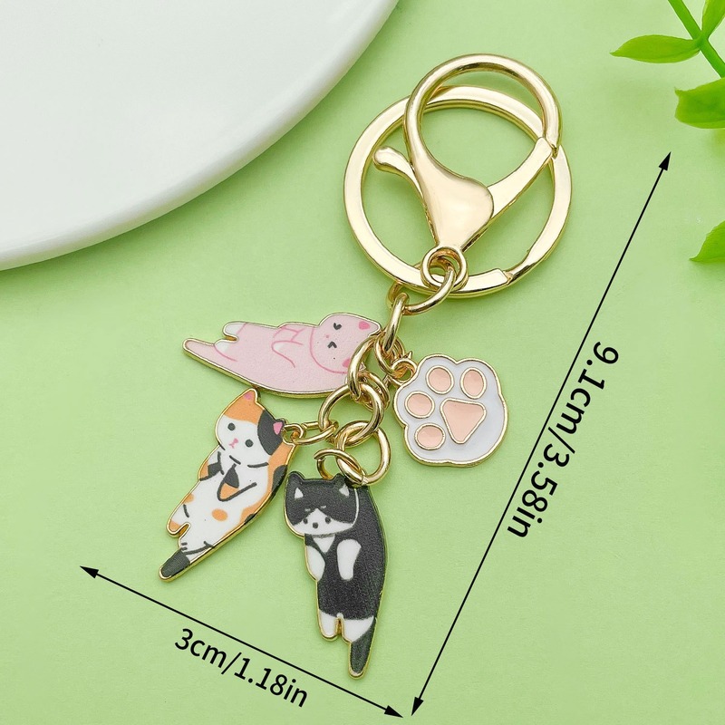 国境を越えた売れ筋のかわいい子猫漫画動物バッグペンダントクリエイティブキーホルダーリングオイルドリップ合金小さなギフト|undefined