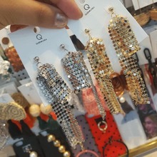 韩国创意时尚新款金属亮片潮流欧洲站美丽女神耳环百搭耳坠配饰品
