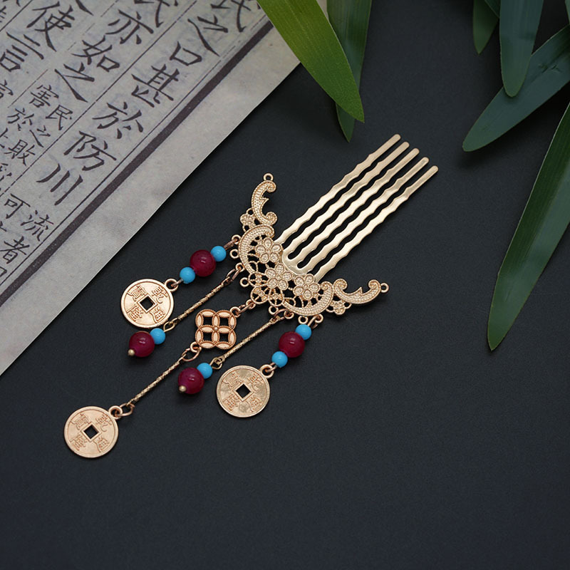 古风汉服点缀小钗莲花蝴蝶发钗发簪掩鬓簪流苏步摇发饰战国袍头饰