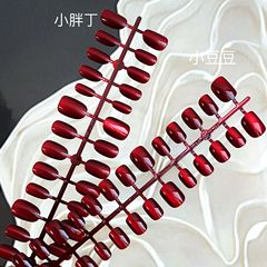 【30片】顯白車厘子紅穿戴甲新年款鴿血紅指甲片短方圓豆豆甲手工