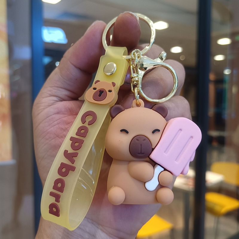 新しいカピバラキーホルダーペンダントハンバーガーカピバラ立体人形かわいい車のスクールバッグキーホルダー卸売|undefined