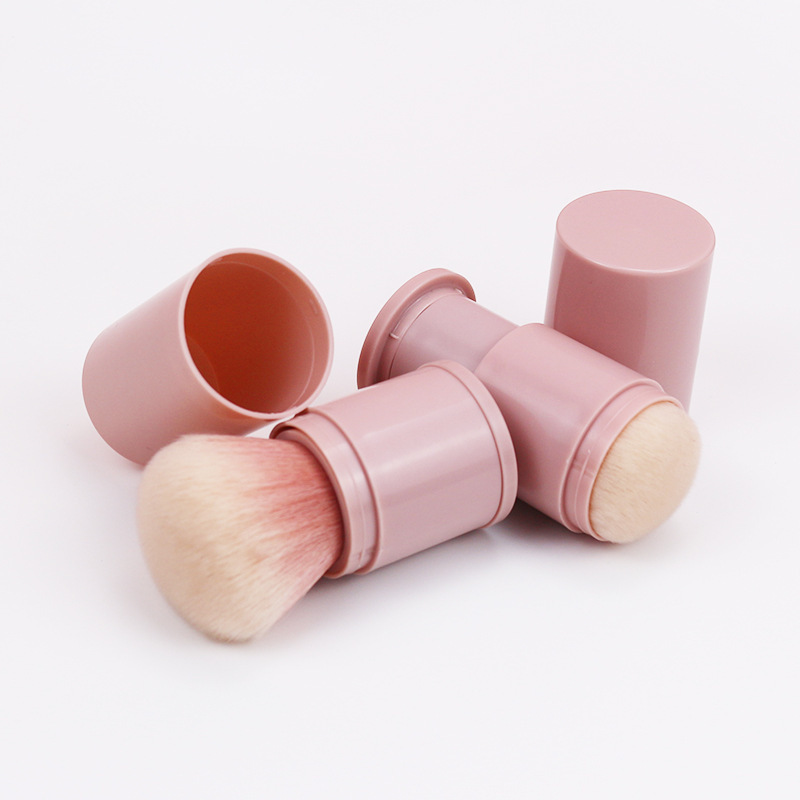 Cepillo de maquillaje retráctil único, polvo de maquillaje fijo esponjoso, pincel de blush, cepillo de maquillaje portátil con cubierta, herramienta de maquillaje