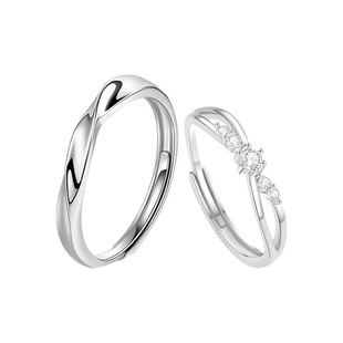 999 Sterling Silver Couple Ring Exquisite Accessible Luxury Women's Diamond Exquisite Ring Commemorative Gift