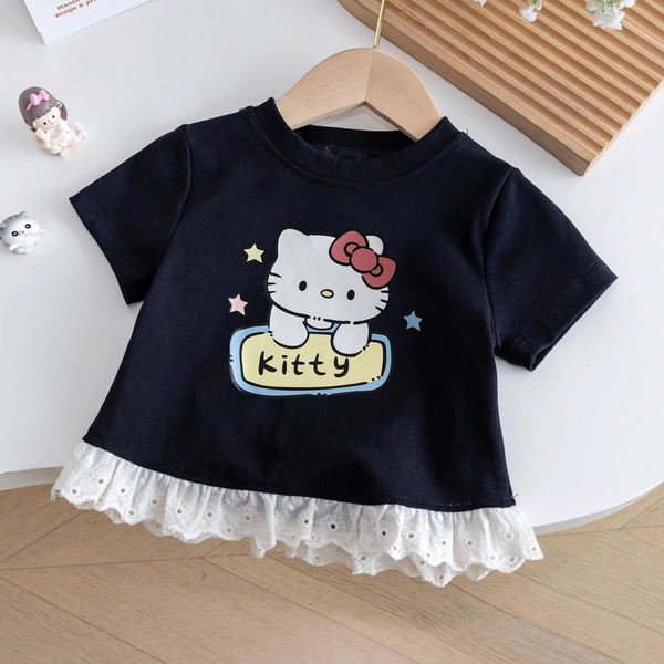 Cotton summer children's lace silk T-shirt