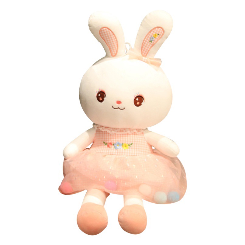 Peluche Ragdoll juguete al por mayor chica corazón Plaid gasa falda muñeca conejo nuevo colorido bola conejito