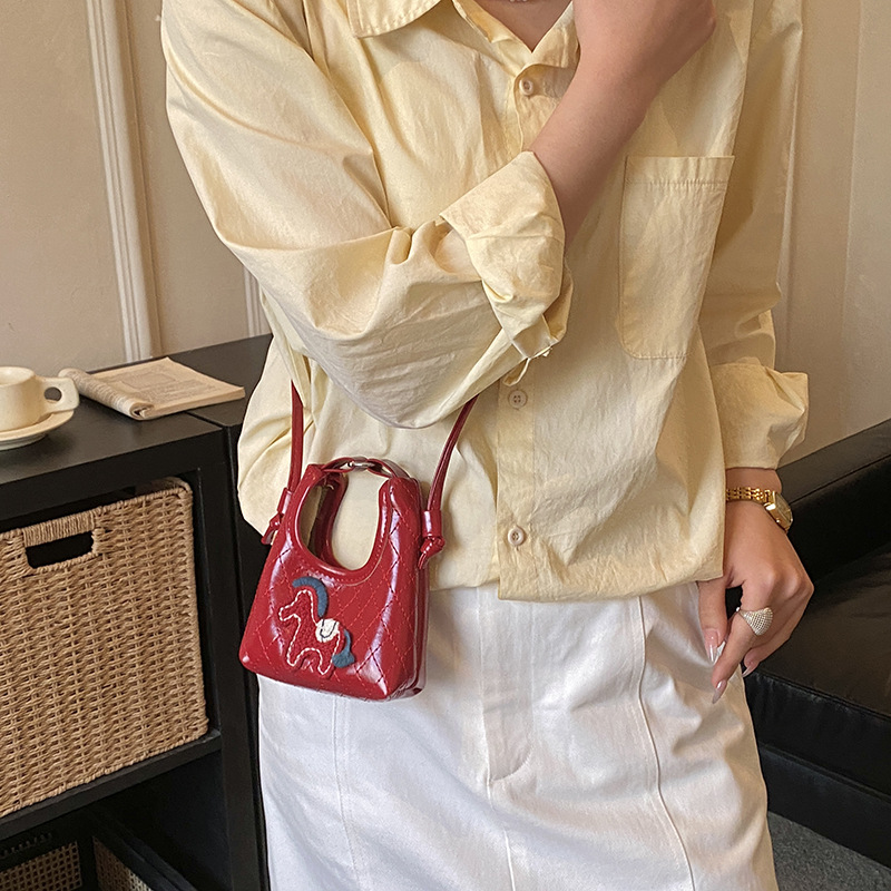Caricatura lindo pony bolso de hombro para niños y niñas bordado de diamante mini bolso de mano 2026 bolso de comercio exterior transfronterizo para niños